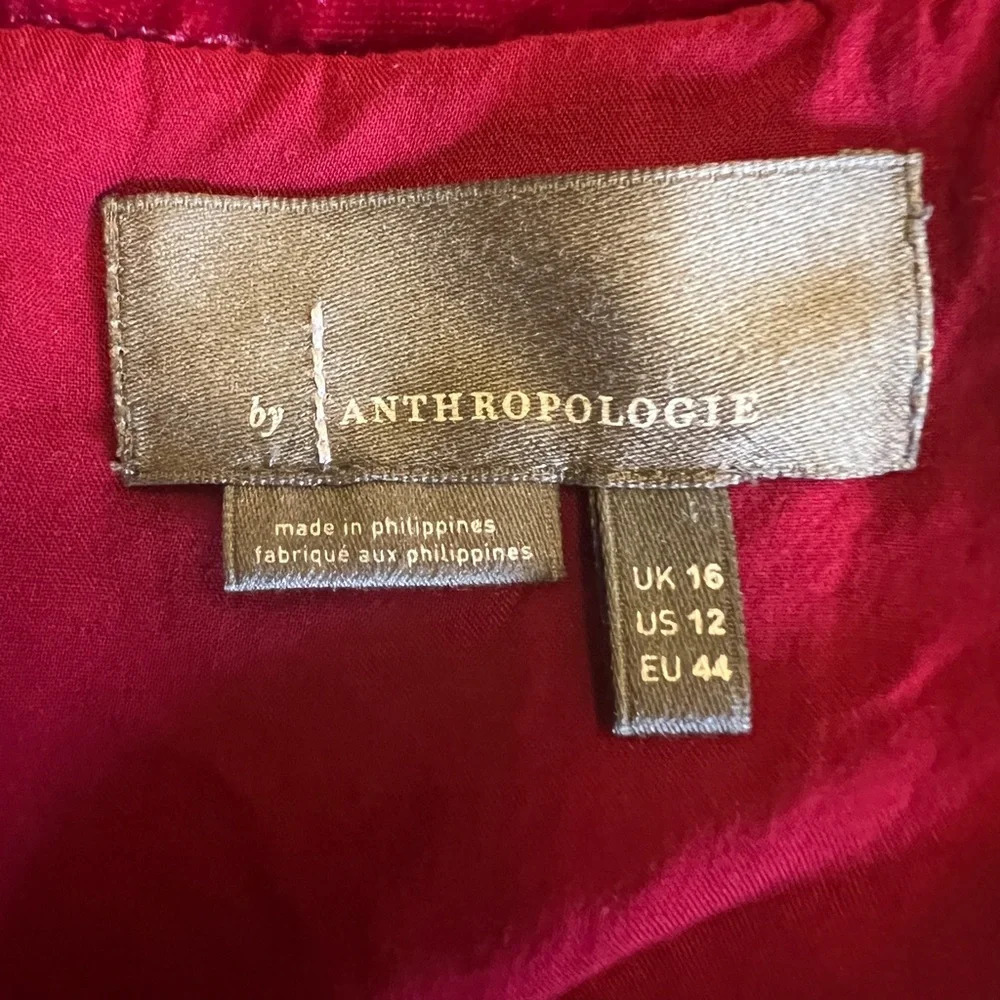Anthropologie Size 12 Red Raspberry Velvet Mini Skirt - Picture 6 of 9